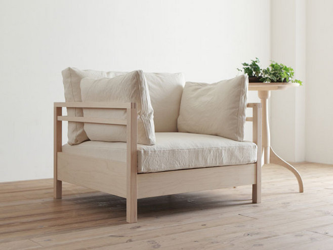emvo丨日式家具丨北欧风格丨白橡木丨休闲单人位实木沙发OM-7723